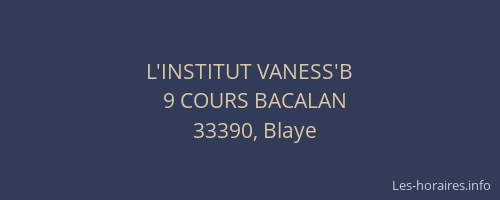 L'INSTITUT VANESS'B