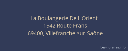 La Boulangerie De L'Orient