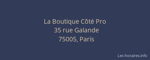 La Boutique Côté Pro