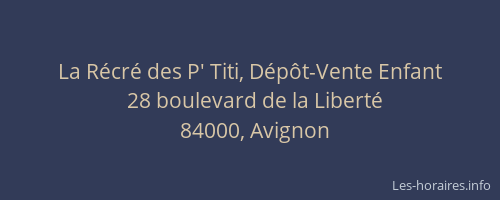 La Récré des P' Titi, Dépôt-Vente Enfant