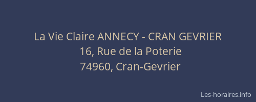 La Vie Claire ANNECY - CRAN GEVRIER