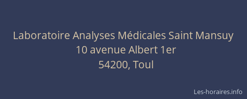 Laboratoire Analyses Médicales Saint Mansuy