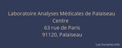 Laboratoire Analyses Médicales de Palaiseau Centre