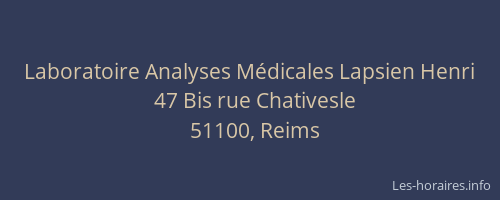 Laboratoire Analyses Médicales Lapsien Henri