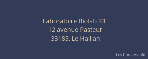 Laboratoire Biolab 33