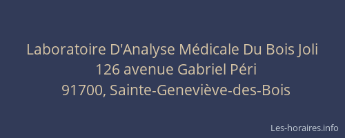 Laboratoire D'Analyse Médicale Du Bois Joli