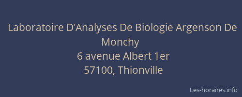 Laboratoire D'Analyses De Biologie Argenson De Monchy
