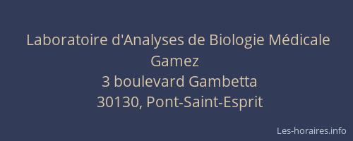 Laboratoire d'Analyses de Biologie Médicale Gamez