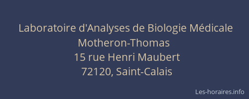 Laboratoire d'Analyses de Biologie Médicale Motheron-Thomas