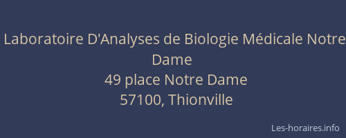 Laboratoire D'Analyses de Biologie Médicale Notre Dame