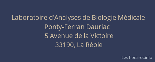 Laboratoire d'Analyses de Biologie Médicale Ponty-Ferran Dauriac