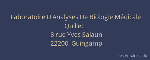 Laboratoire D'Analyses De Biologie Médicale Quillec