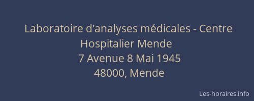 Laboratoire d'analyses médicales - Centre Hospitalier Mende