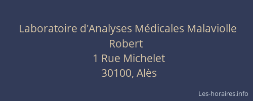 Laboratoire d'Analyses Médicales Malaviolle Robert