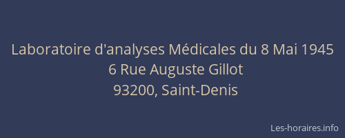 Laboratoire d'analyses Médicales du 8 Mai 1945