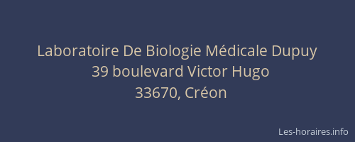 Laboratoire De Biologie Médicale Dupuy