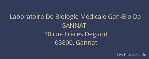 Laboratoire De Biologie Médicale Gen-Bio De GANNAT