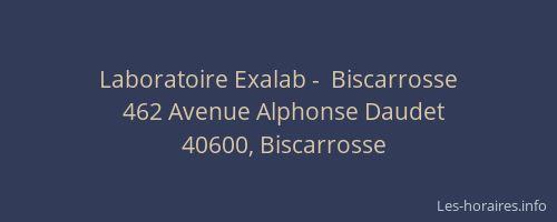 Laboratoire Exalab -  Biscarrosse