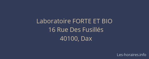 Laboratoire FORTE ET BIO