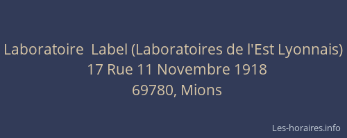 Laboratoire  Label (Laboratoires de l'Est Lyonnais)