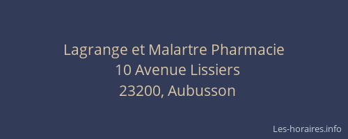 Lagrange et Malartre Pharmacie