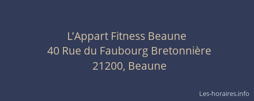 L’Appart Fitness Beaune