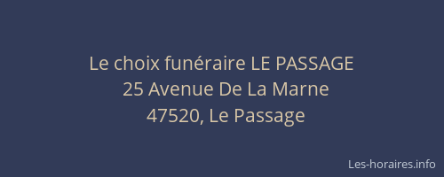 Le choix funéraire LE PASSAGE