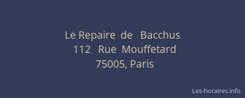 Le Repaire  de   Bacchus