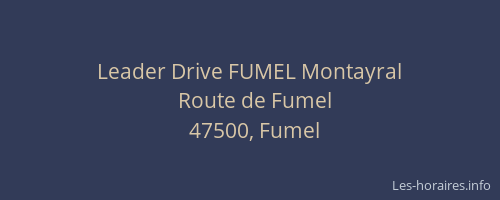 Leader Drive FUMEL Montayral
