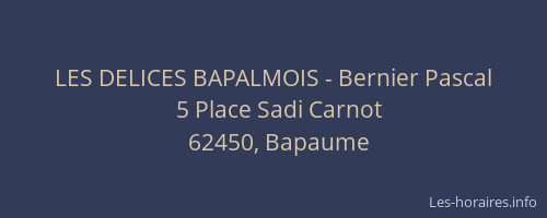 LES DELICES BAPALMOIS - Bernier Pascal