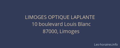 LIMOGES OPTIQUE LAPLANTE