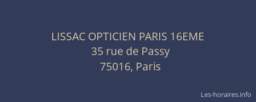 LISSAC OPTICIEN PARIS 16EME