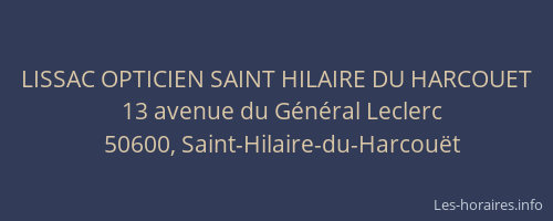 LISSAC OPTICIEN SAINT HILAIRE DU HARCOUET