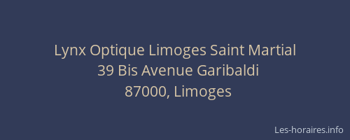 Lynx Optique Limoges Saint Martial