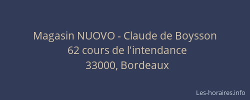 Magasin NUOVO - Claude de Boysson