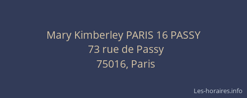 Mary Kimberley PARIS 16 PASSY