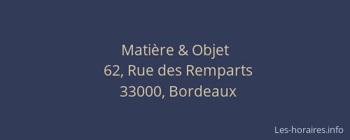 Matière & Objet
