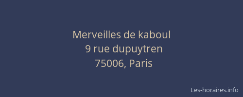 Merveilles de kaboul