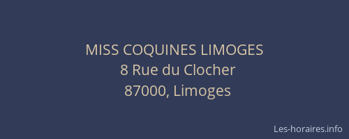 MISS COQUINES LIMOGES