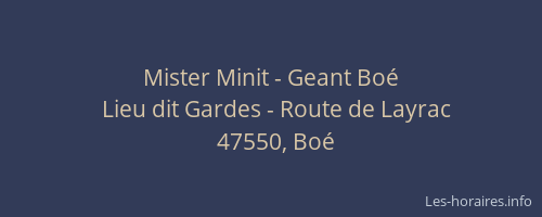 Mister Minit - Geant Boé