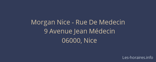 Morgan Nice - Rue De Medecin