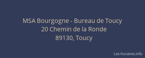 MSA Bourgogne - Bureau de Toucy