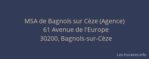 MSA de Bagnols sur Cèze (Agence)