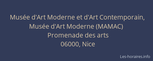 Musée d'Art Moderne et d'Art Contemporain, Musée d'Art Moderne (MAMAC)