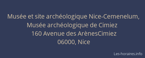 Musée et site archéologique Nice-Cemenelum, Musée archéologique de Cimiez