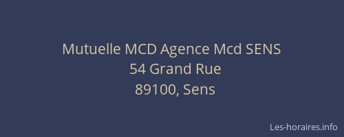 Mutuelle MCD Agence Mcd SENS