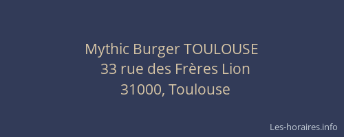 Mythic Burger TOULOUSE