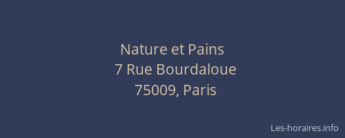 Nature et Pains