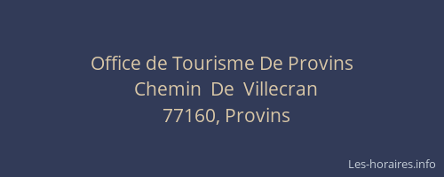 Office de Tourisme De Provins