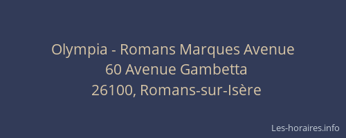 Olympia - Romans Marques Avenue